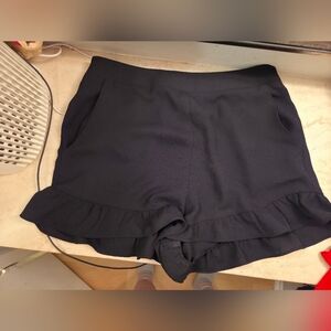 BCBGMaxAzria Black Ruffle Hem Shorts